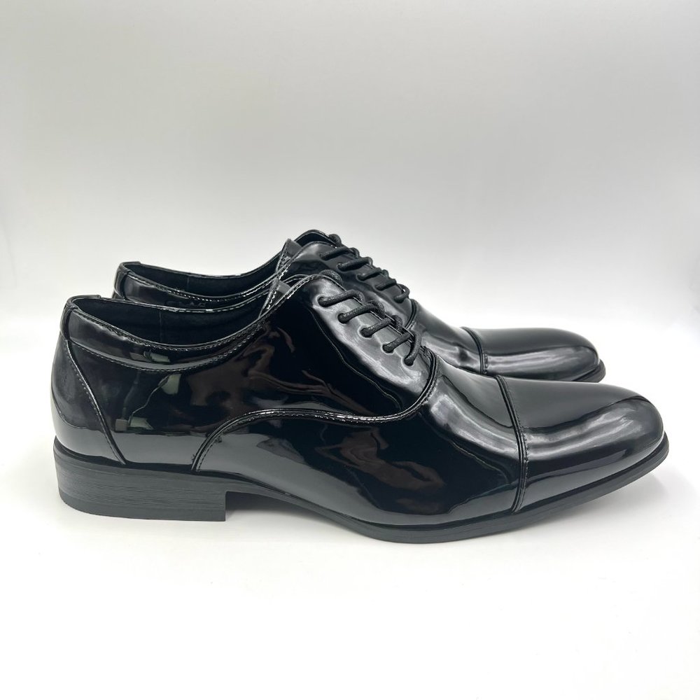 NEW Stacy Adams Mens Size 12 12M Gala Glossy Black Patent Oxfords Dress Shoes